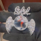 Moissanite SKR HipHop can be Customized Photo Wings Round Pendant
