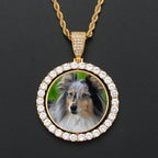 Iced Out Custom Double Sided Rotated Round Picture Moissanite Necklace Photo Pendant