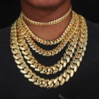 10~22mm Buttonhead Real Gold Plated Large Cuban Chain