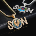 Iced Custom SN Baguette Cut Heart Photo Moissanite Pendant