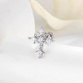 Sterling Silver Floral Cross Bullet Back Earring¡¾A pair of earrings¡¿