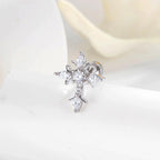 Sterling Silver Floral Cross Bullet Back Earring¡¾A pair of earrings¡¿