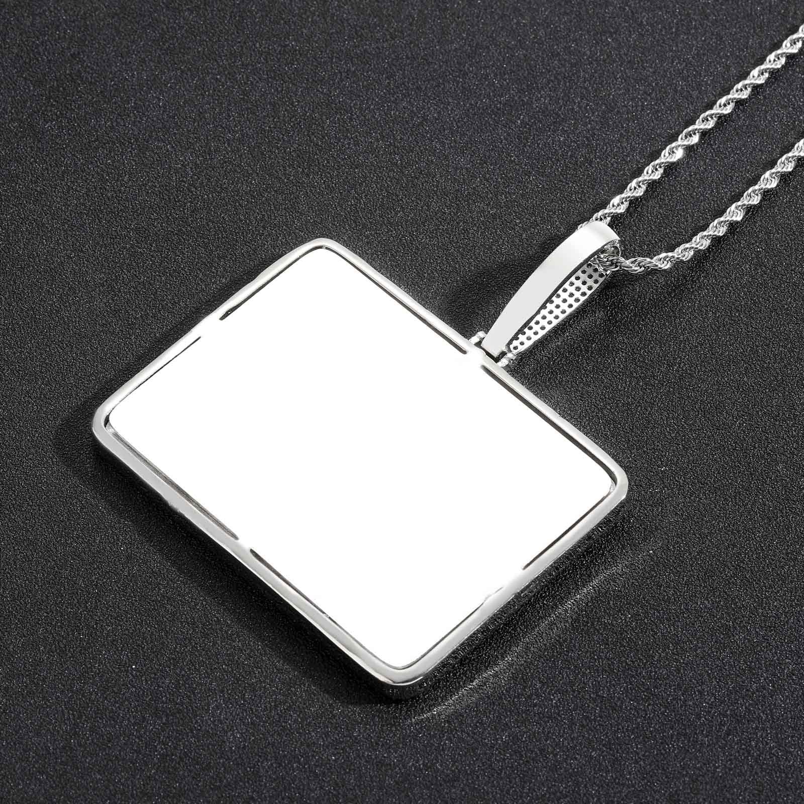 Hip-Hop Style Large Rectangular Dog Tag — Custom Letter Pendant with Zircon Inlay & Personalized Interlocking Letters