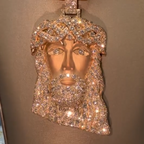 925S Premium CZ Frosted Finish Jesus Pendant & Chain Set