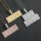 "Ha" Square Font — Double-Layer T-Square Zircon Mosaic Letter Pendant: Personalized, Creative, and Custom-Made