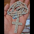 Dual-Tone Cross & Ball Necklace Set - 18K Rose/White Gold