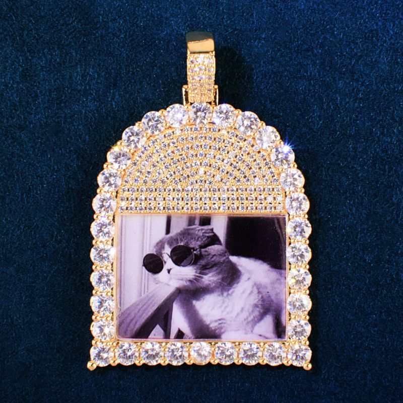 Moissanite Round Window Photo Custom Pendant