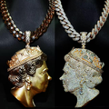 Hip Hop | Double Faced Iced Out "Queen" Pendant