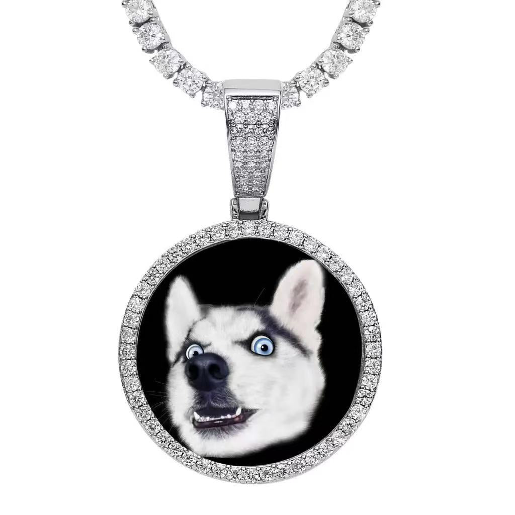 Photos Memory Round Frame Medallion — Solid-Color, Solid Pendant