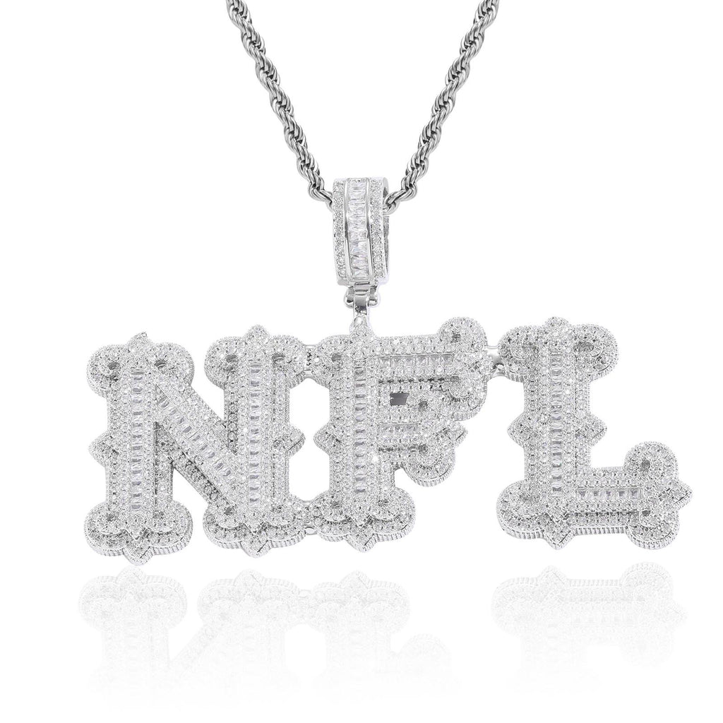 Hip-Hop Fully Iced-Out "Rock Candy" Letter Pendant — Cloud-Patterned, Spiked, and Modular DIY Combination