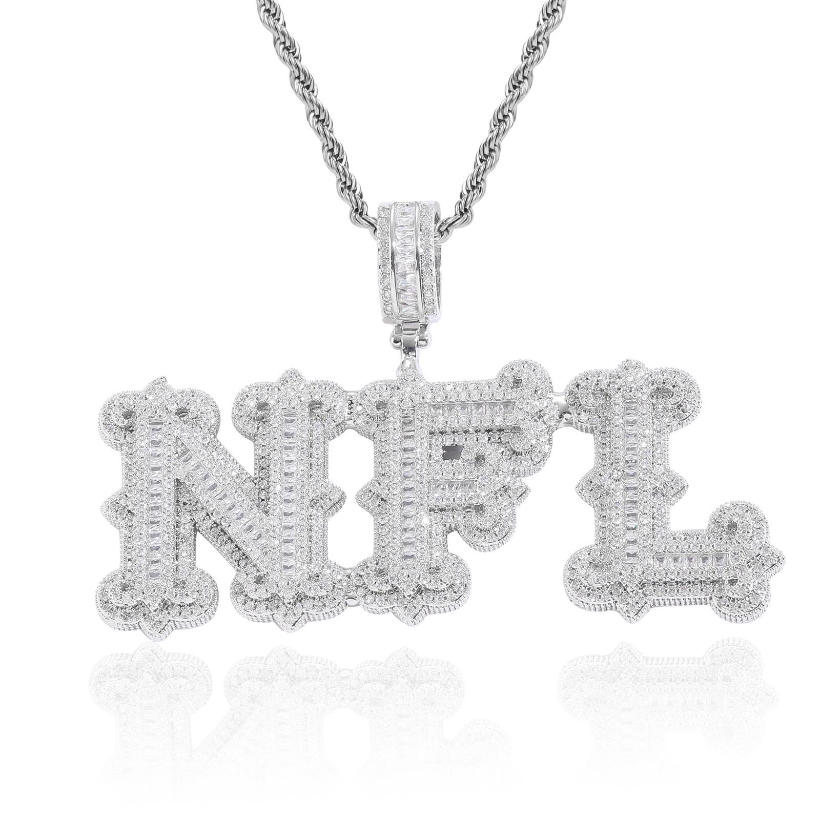 Hip-Hop Fully Iced-Out "Rock Candy" Letter Pendant — Cloud-Patterned, Spiked, and Modular DIY Combination