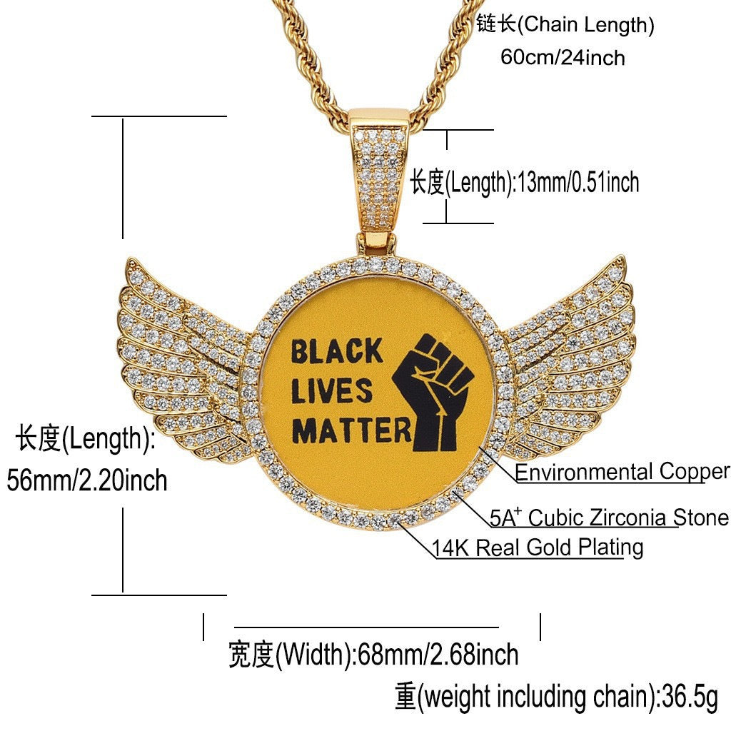 Commemorative Round Winged Photo Frame Pendant — Creative DIY & Customization from Your Own Image