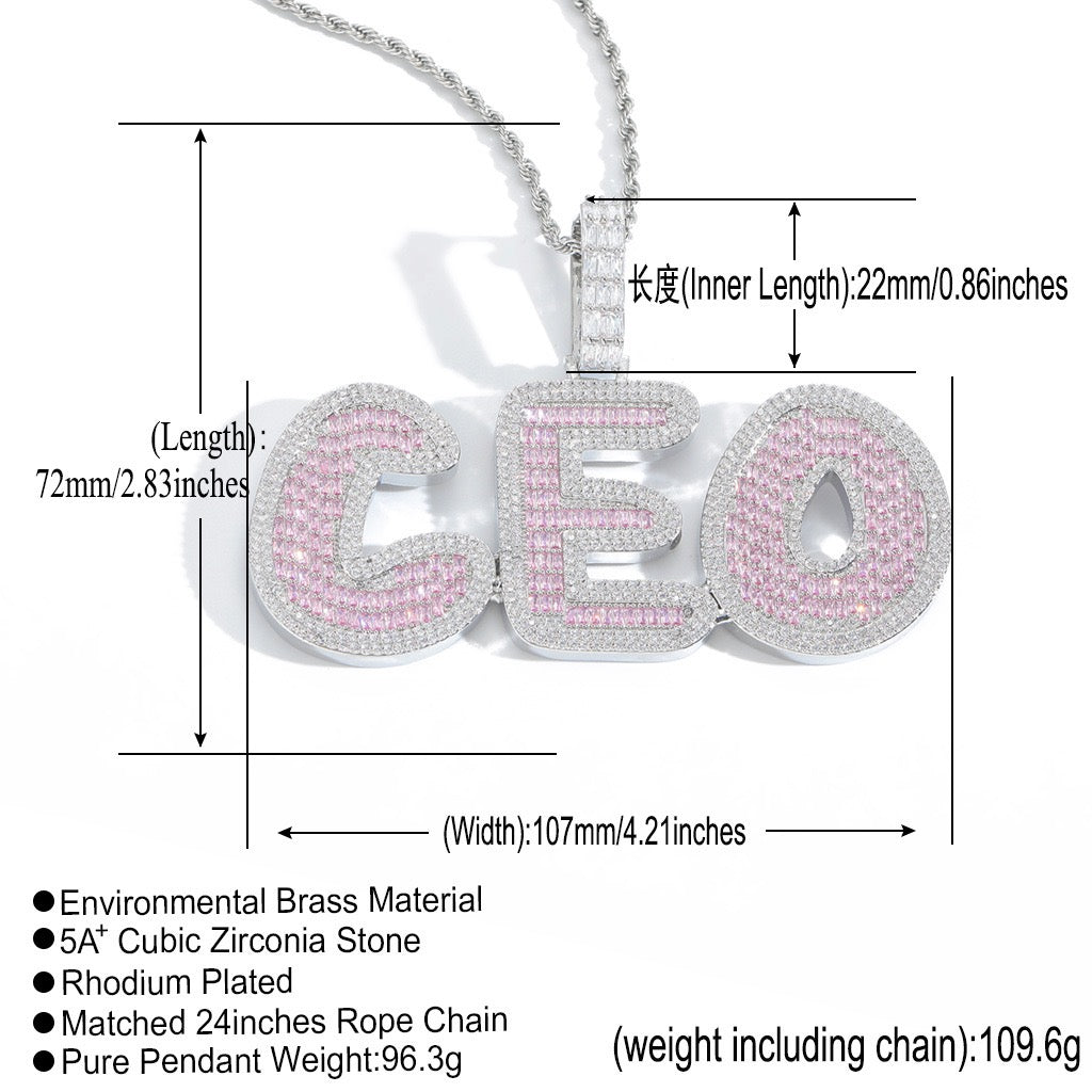Hip-Hop Bold-Font Cubic Zirconia Custom Pendant — Letters & Numbers (Colorful) — DIY