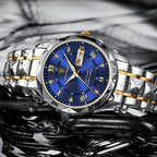 JIKU Waterproof Luminous Stainless Steel Two-tone Quartz Men's Watch