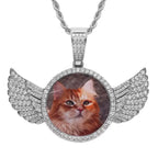 Commemorative Round Winged Photo Frame Pendant — Creative DIY & Customization from Your Own Image