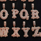 Hip Hop Iced Out Thorn A-Z Letter Pendant With Free Rope Chain