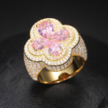 S925 Sterling Silver Moissanite Trendy Flower-Shaped Ring – Ultra-Sparkly Hip-Hop Style