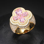 S925 Sterling Silver Moissanite Trendy Flower-Shaped Ring – Ultra-Sparkly Hip-Hop Style