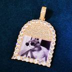 Moissanite Round Window Photo Custom Pendant