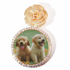 Moissanite Rose Flower Large Disc Customized Photo Pendant