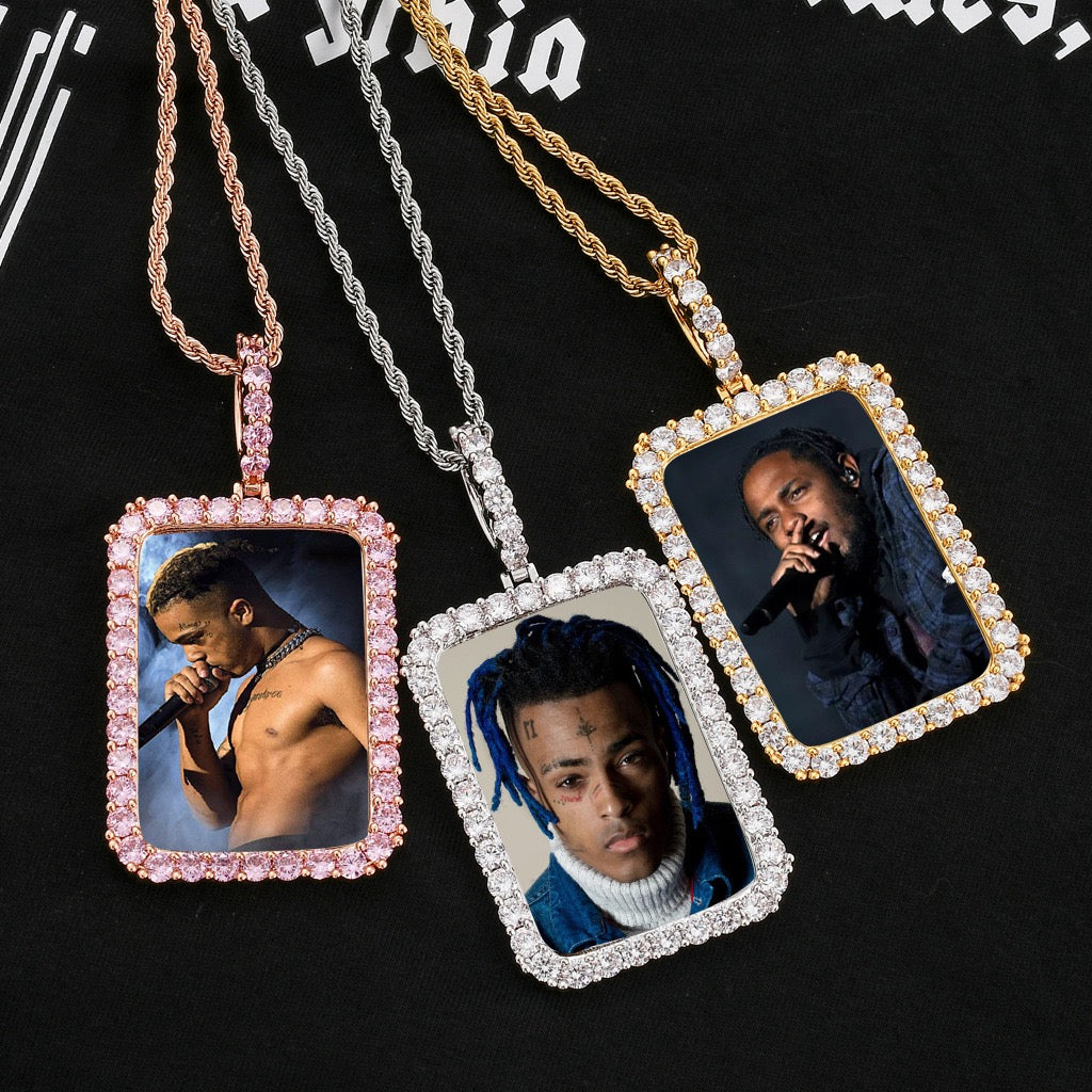 DIY Photo Keepsake Square Pendant — Solid Frame with Micro-Set Zirconia