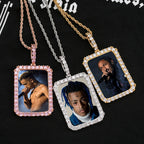 DIY Photo Keepsake Square Pendant — Solid Frame with Micro-Set Zirconia