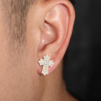 S925 Sterling Silver Moissanite Cross Stud Earrings – Minimalist, Trendy, and Stylish Hip-Hop Accessories