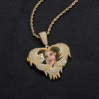 Hip-Hop Heart Flip-Open Photo Pendant — Personalized DIY Keepsake Locket (Copper with Zircon Inlay)