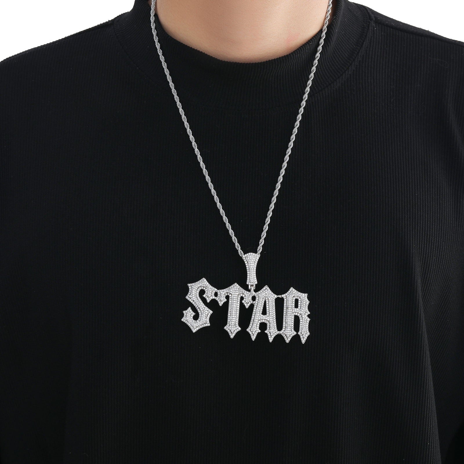 Hip-Hop "Glitch" Letter Pendant Necklace — Custom Personalized Lettering & DIY Modular Combination Pendant