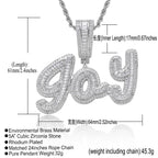 Hip-Hop Style Custom Pendant: Large & Small Case Signature Letters with Trapezoid-Cut Zirconia Inlay