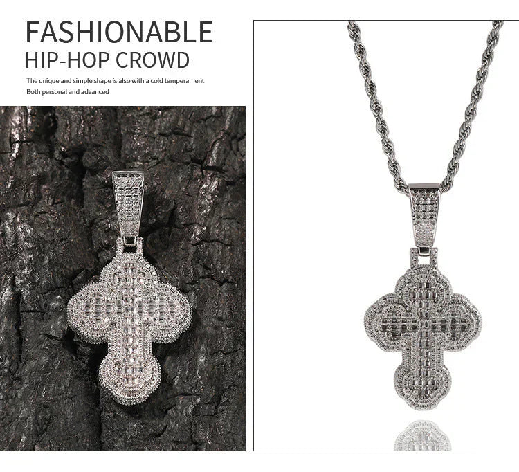 Iced Out Cross Pendant for Men Hip Hop Jewelry