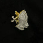 Iced Out Praying Hands Cross Pendant