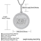 Hip-Hop DIY Letter Disc Necklace — Copper with Zircon Inlay, Rotating & Interlocking Custom Number Pendant