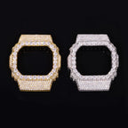 Hip-Hop Style Watch Accessory – Fully Iced-Out Moissanite &amp; Brass Trendy Case (Compatible with DW5600BBR)