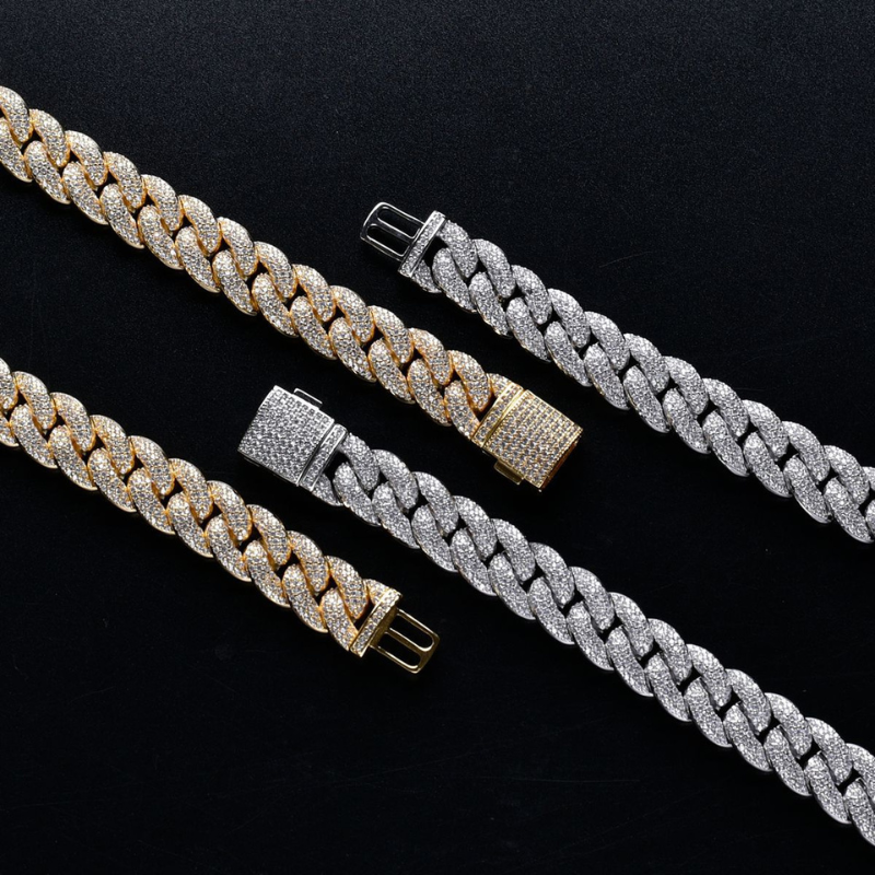 14mm Moissanite Miami Style Cuban Chain