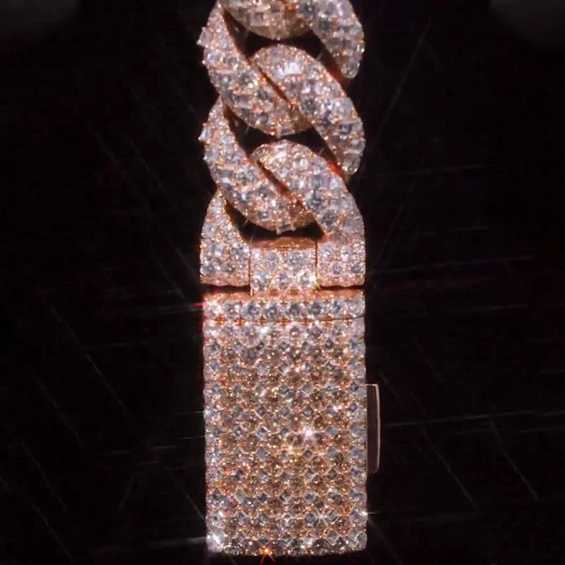 22mm Round and Carre Cut Zircon Cuban Chain
