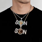 Iced Custom SN Baguette Cut Heart Photo Moissanite Pendant