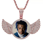Commemorative Round Winged Photo Frame Pendant — Creative DIY & Customization from Your Own Image