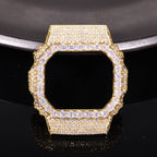 Hip-Hop Style Watch Accessory – Fully Iced-Out Moissanite &amp; Brass Trendy Case (Compatible with DW5600BBR)