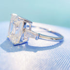 Emerald Cut Engagement Ring 4 CT Moissanite S925 Ring