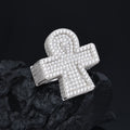 S925 Sterling Silver Moissanite Ring – Ankh Cross Design – Trendy Hip-Hop Men's Ring