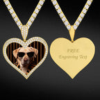 Iced Out Custom Heart Picture Necklace Photo Moissanite Pendant