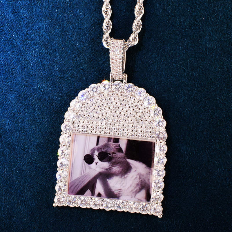 Moissanite Round Window Photo Custom Pendant