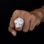 S925 Sterling Silver Moissanite Men's Hip-Hop Ring – Cross Design with Baguette Stones; A Versatile, Trendy Ring