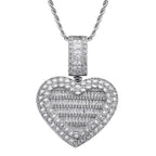 Commemorative Photo Locket Pendant — Heart-Shaped Flip-Open Design, Micro-Pavé Set with Full Zirconia