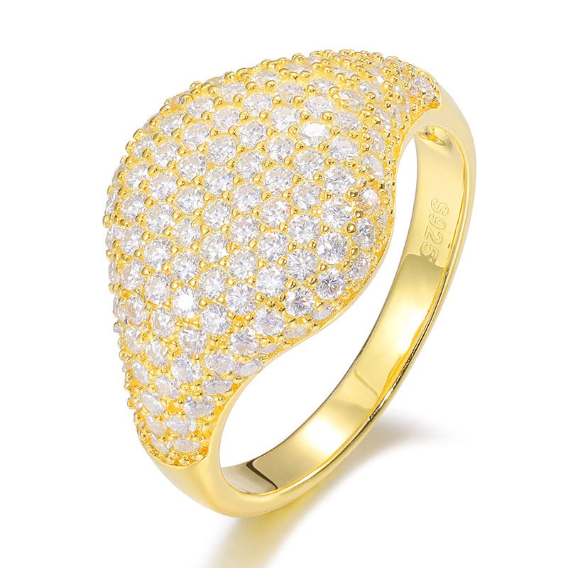 S925 Sterling Silver Moissanite Ring – Luxurious "Starry Sky" Style – Trendy Hip-Hop Design