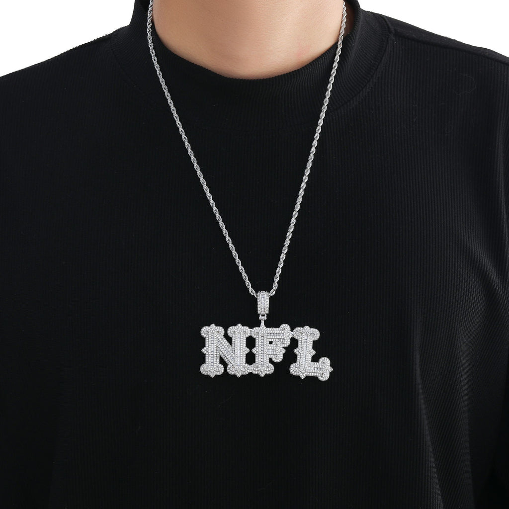 Hip-Hop Fully Iced-Out "Rock Candy" Letter Pendant — Cloud-Patterned, Spiked, and Modular DIY Combination