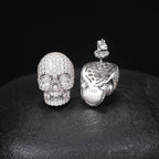 S925 Silver Skull Stud Earrings with D-Color Moissanite – Stylish &amp; Edgy