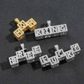 Hip-Hop Hollow Cube Letter Dice Modular Pendant — Custom Zircon-Inlaid, Personalized DIY Style