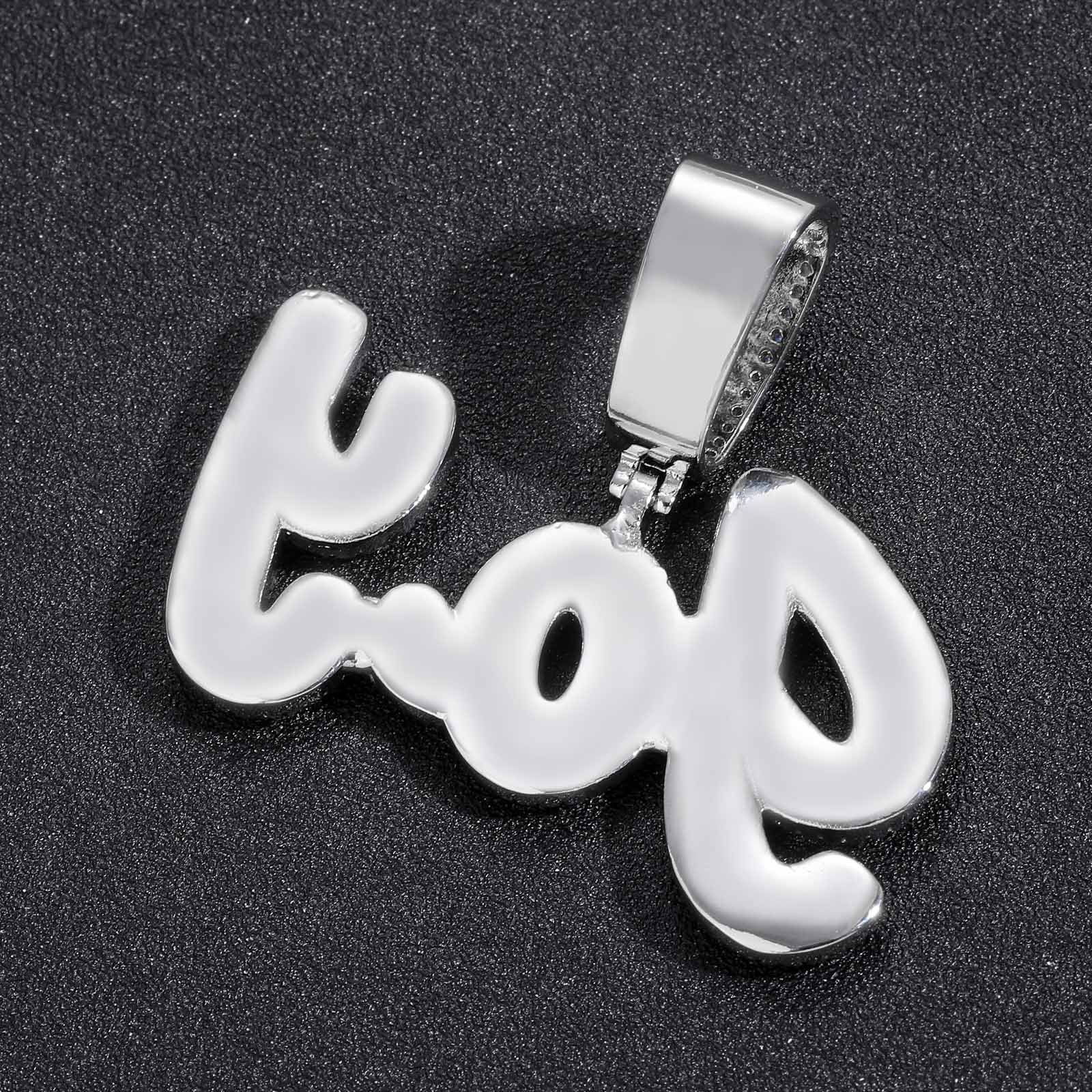 Hip-Hop Style Custom Pendant: Large & Small Case Signature Letters with Trapezoid-Cut Zirconia Inlay
